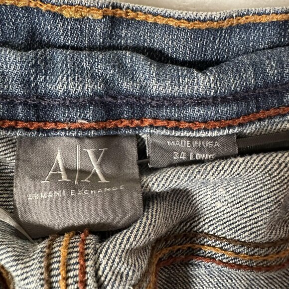 Armani Exchange Jeans Men Size 34 Long Light Destroy Cotton Blend Made USA A|X - Picture 7 of 12